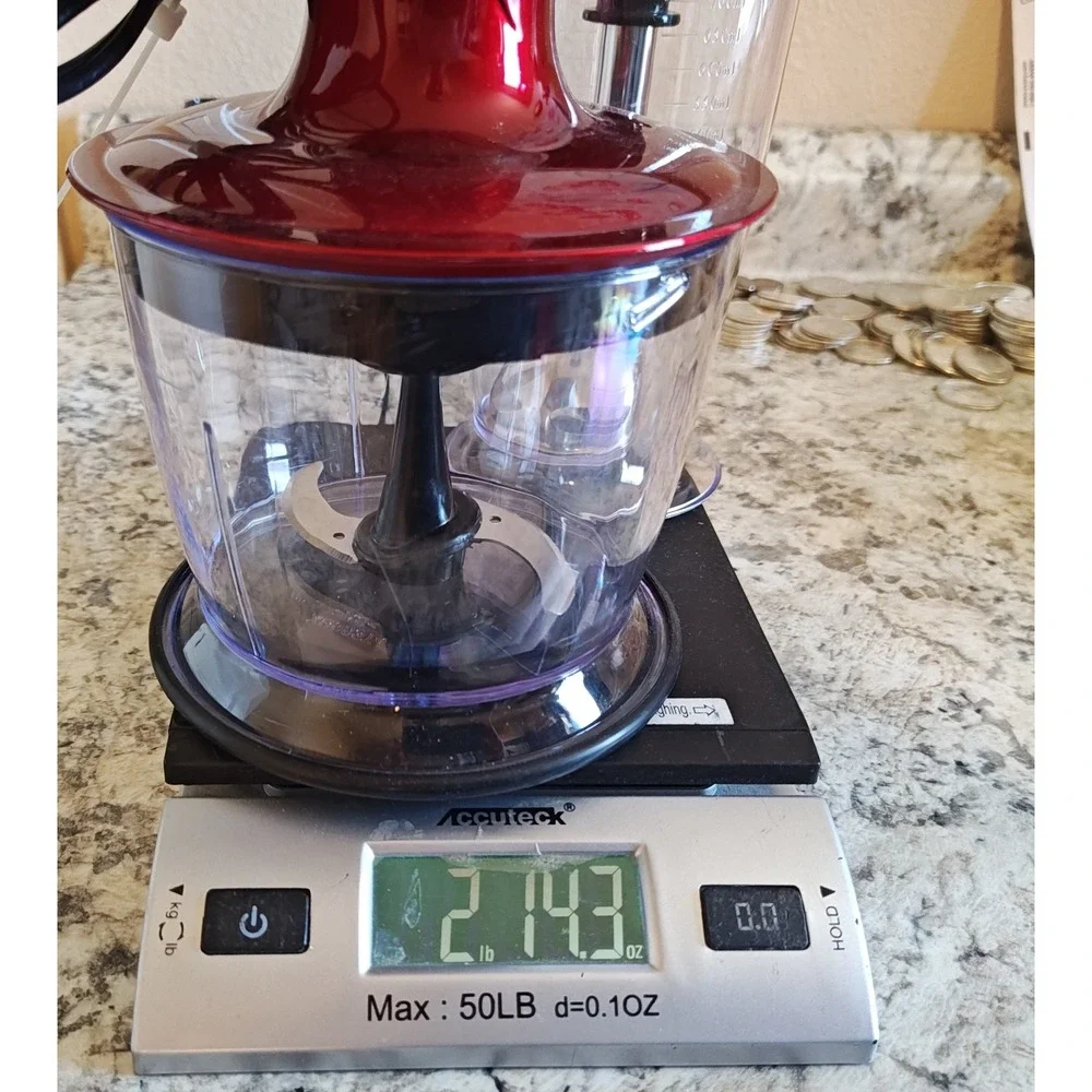 Oster Immersion Hand Blender FPSTHB26RDP 250W Red Stick Blender w Chopper Tested